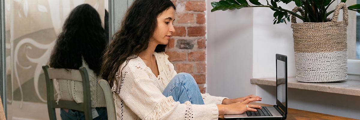 woman working in her personal space