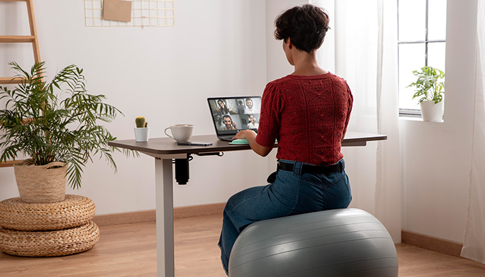 Working from home in ergonomic workstation