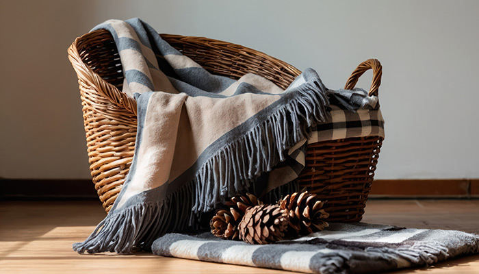 blanket in stylish basket