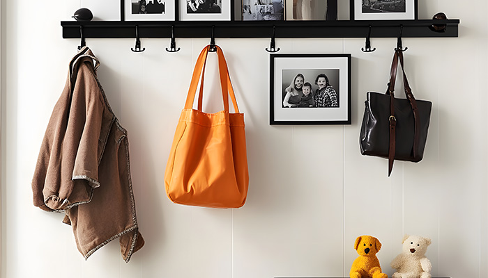 bags in wall hooks