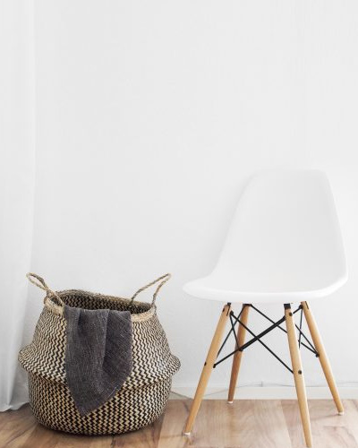 laundry basket in a room