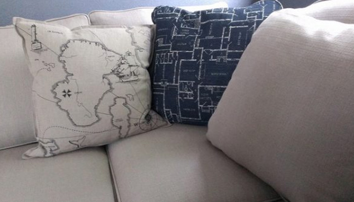 fluffy pillows on couch