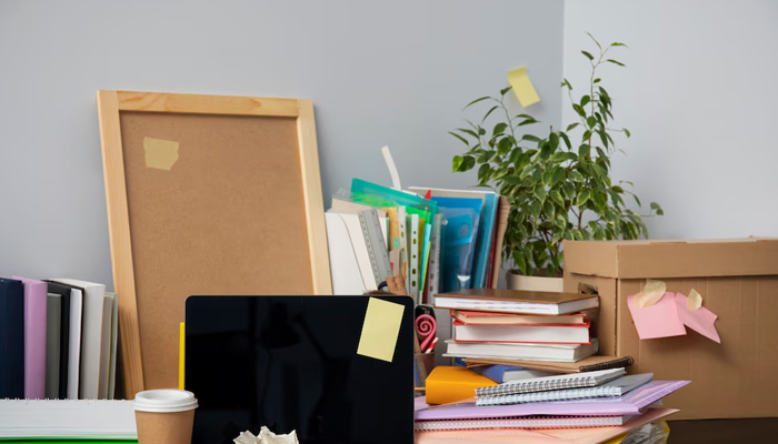 office desk mess