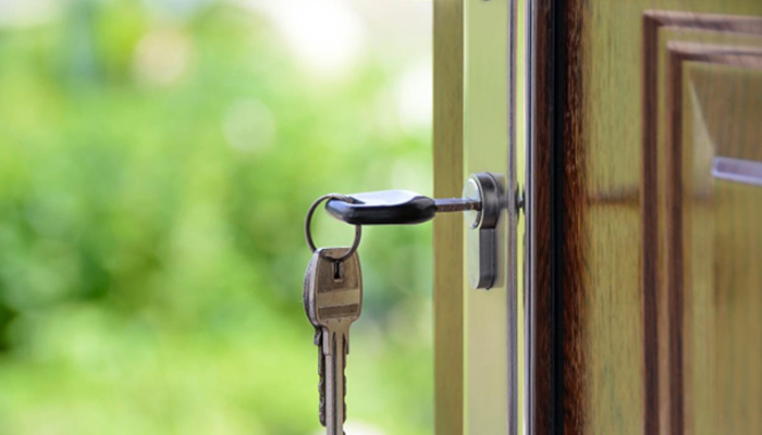 a key on the door lock