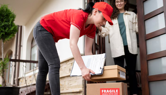 delivery women with boxes