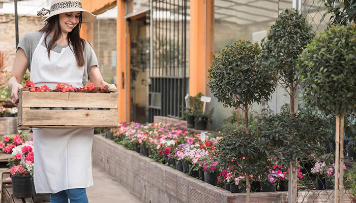 woman organizing outdoor storage space