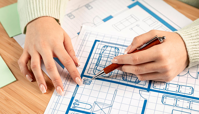 preparing blueprint of an apartment