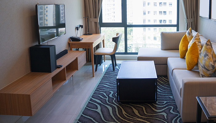 beautiful living area in an apartment 