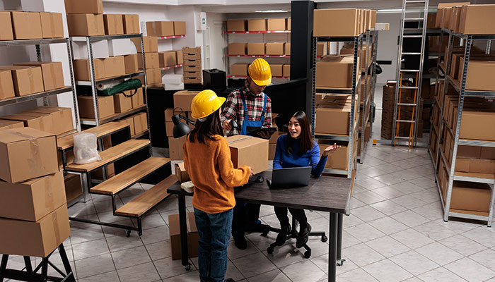 Warehouse package handlers doing inventory control