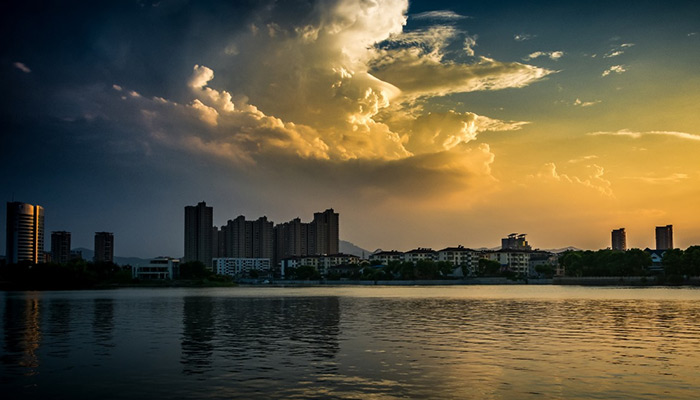 beautiful view over city buildings