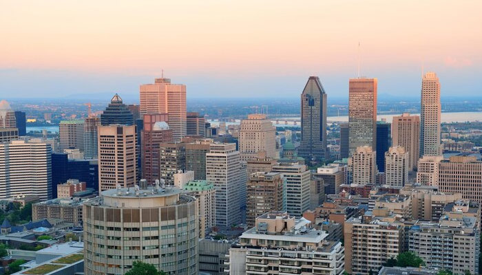 city skyline at sunset view