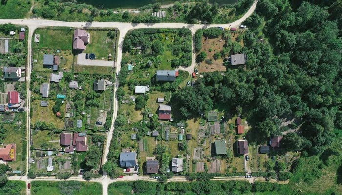 aerial view of suburban area river in New Jersey