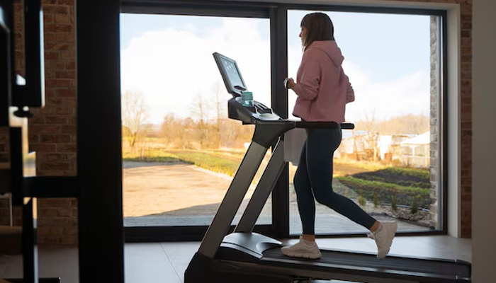 woman working out in her home gym