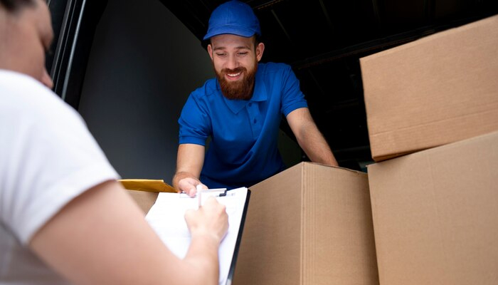 delivery man with boxes