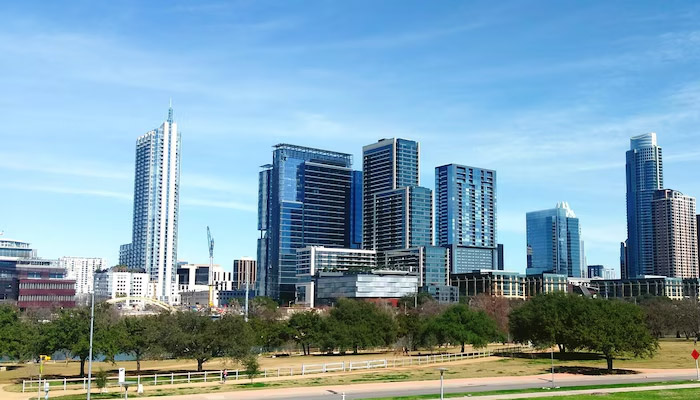 view of skyscrapers in city