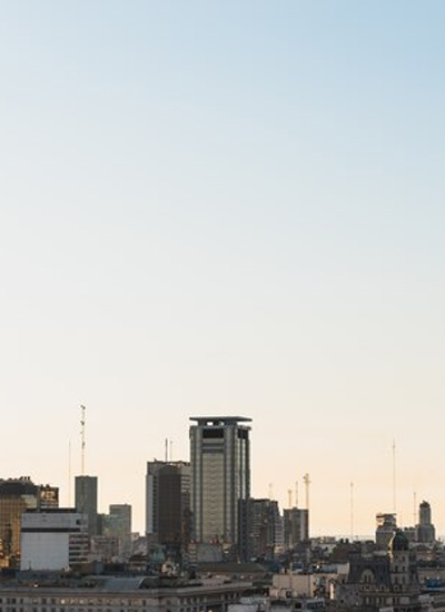 Overhead shot of the buildings