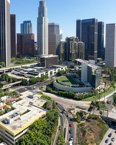 Complex aerial view of city