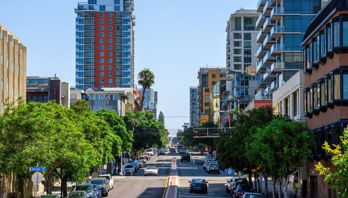 road with multiple parked parks