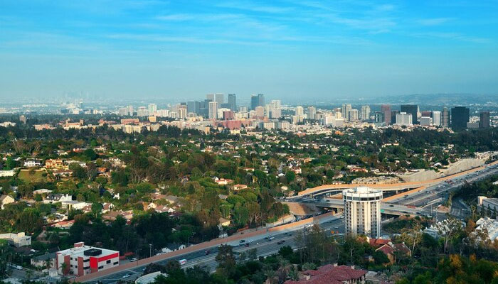 view with highway and urban architectures