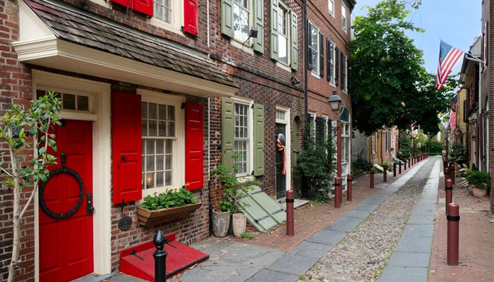 old street with beautiful house