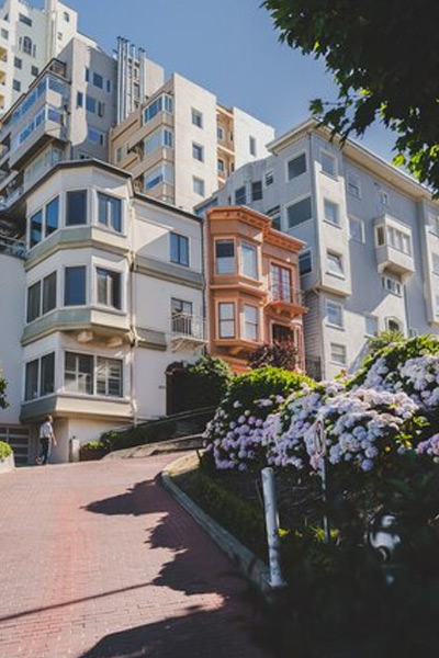 Vertical shot of modern apartments at daytime