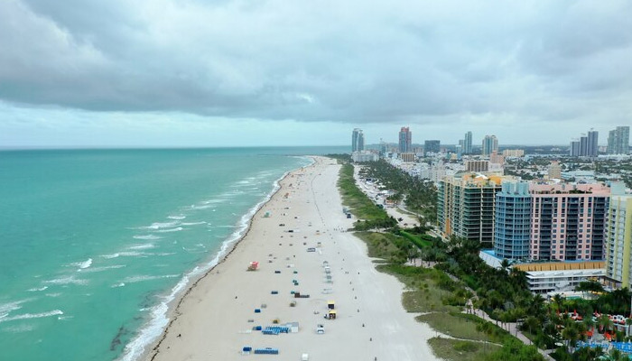 Beach with buildings on the right