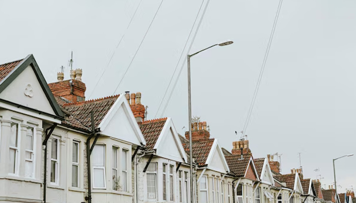 Row of houses in a suburban area