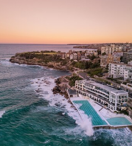 Beautiful aerial shot of a coastal city and the sea