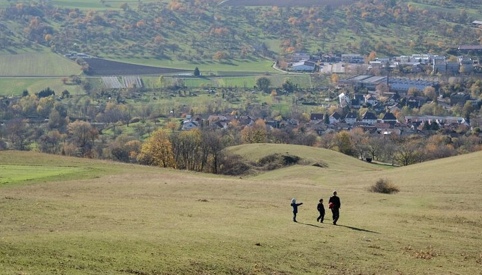 Natural landscape with people enjoying the nature