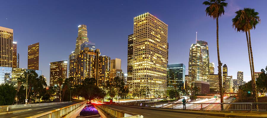 Los Angeles skyline cityscape with skyscrapers